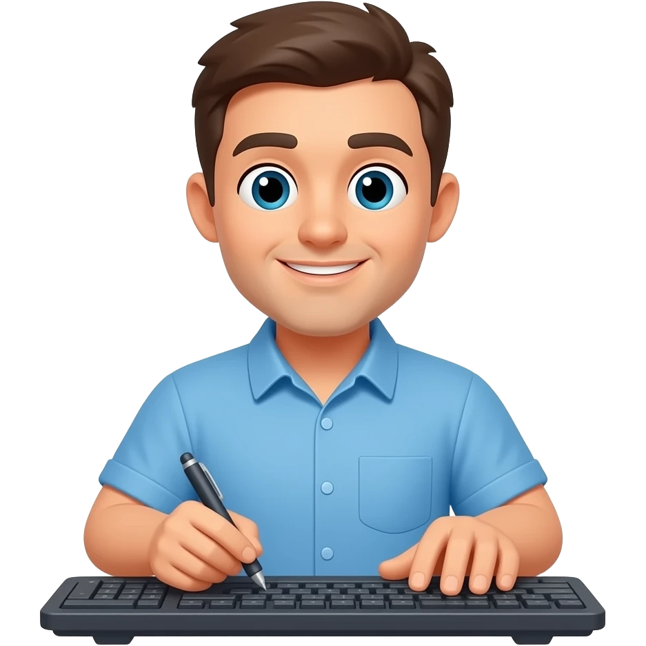Hombre escribiendo en un teclado emoji