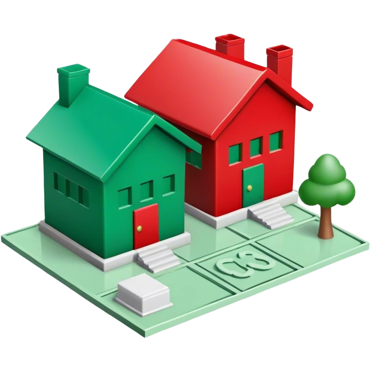 Monopoly Green and red houses emoji