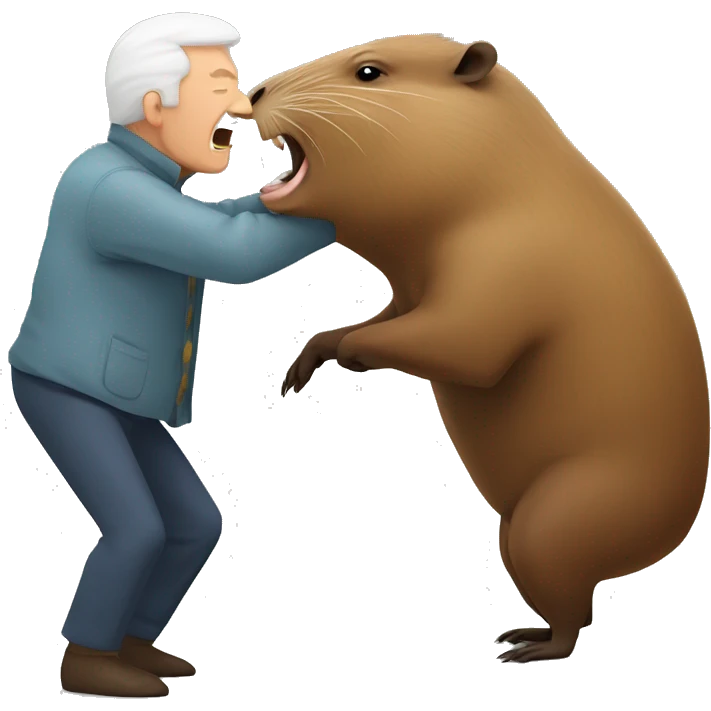 capybara fighting with a old man emoji