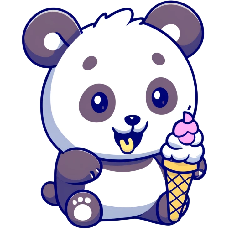 Panda eating ice cream emoji