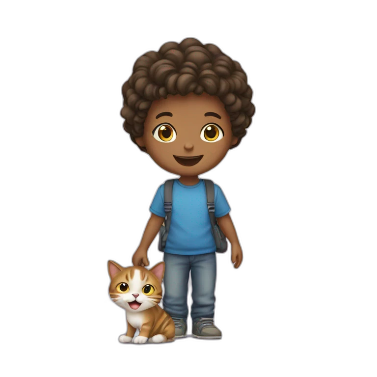 enfant avec chat emoji