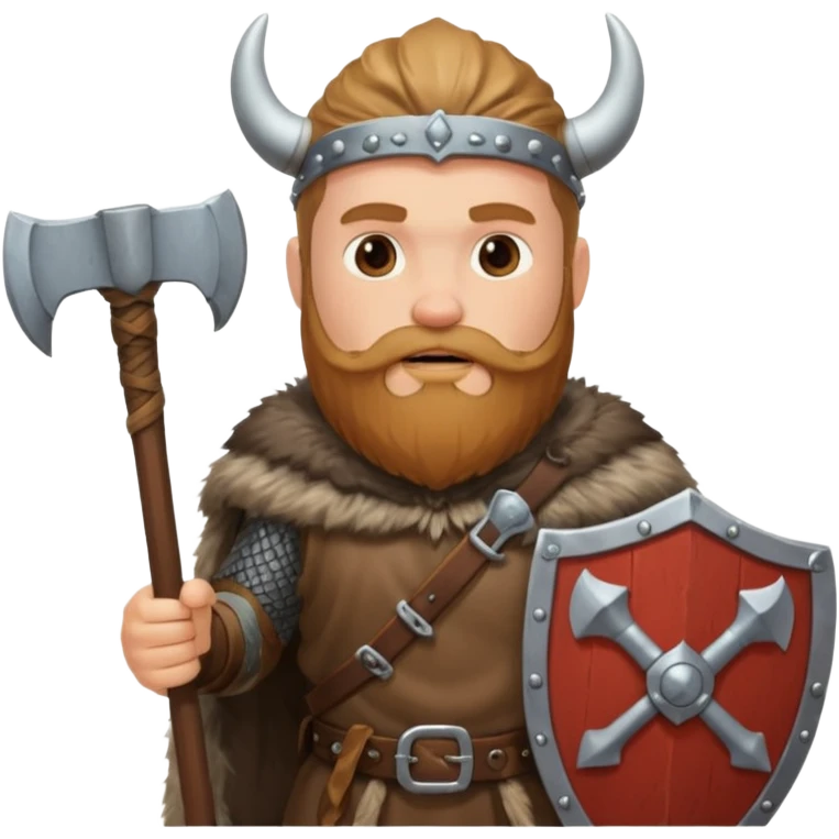 Bearded viking holding axe and shield emoji