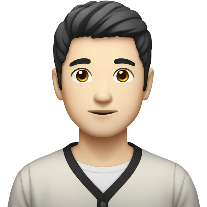 man from japan with white skin and black hair, wear casual shirt  emoji