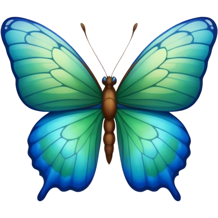 A butterfly with blue edges, green wings, and a brown body  emoji