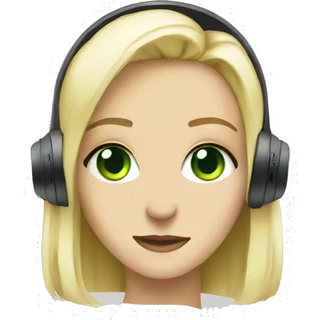Green eyes wight blondie wearing headphones  emoji