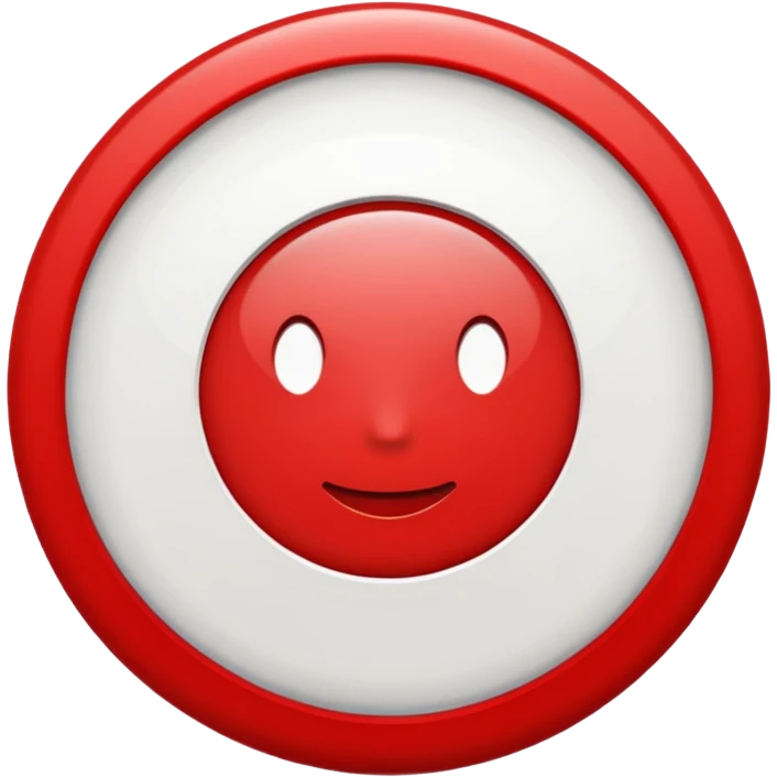 Red circle with a white circle inside and inside the white circle is a black circle like an evil eye nazar emoji