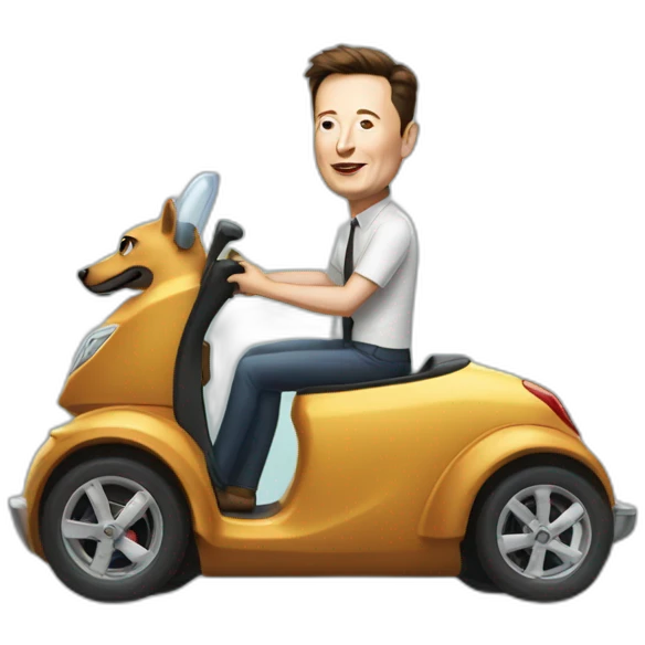 elon musk driving sausage on wheels emoji