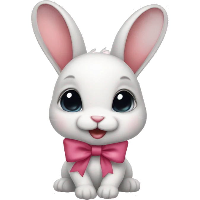 Baby bunny with coquette bow on ear emoji