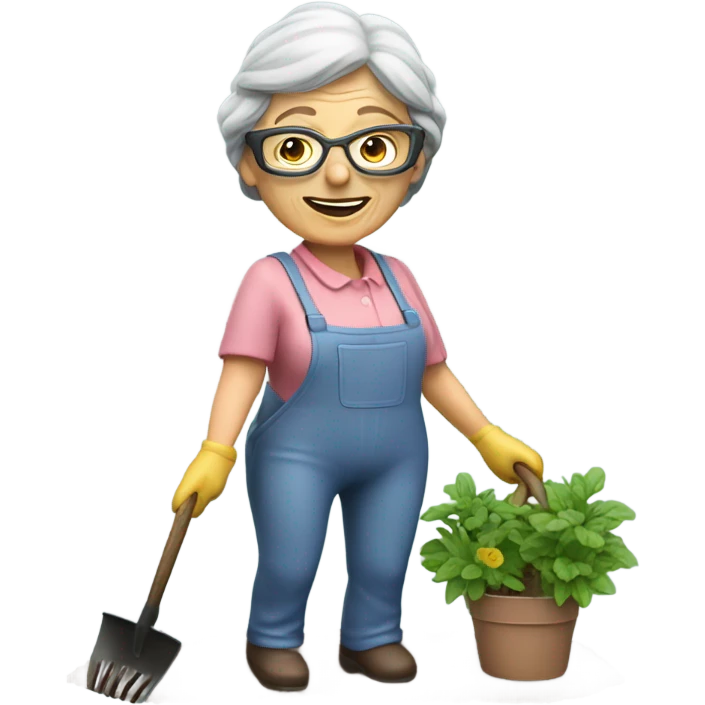 3d hyper realistic senior woman gardening  emoji