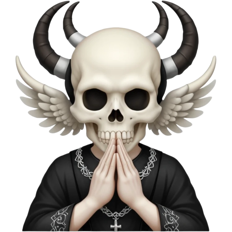 make a skull face like this💀but agnel and demon one with there hands going like this 🤞 emoji