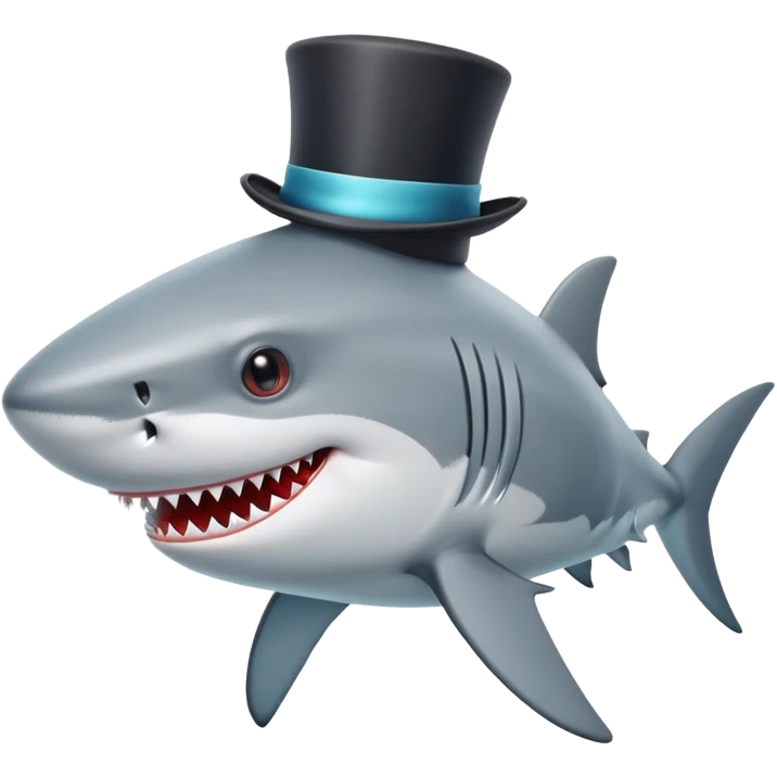 Shark with a top hat emoji