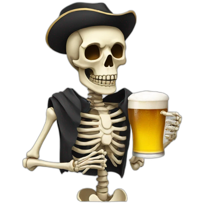skeleton with a bier emoji