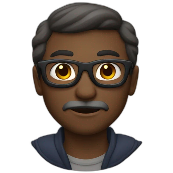 Homme chauve métisse lunette emoji