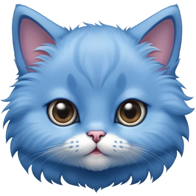 Close-up of a flair blue kittenwith big, expressive ees emoji