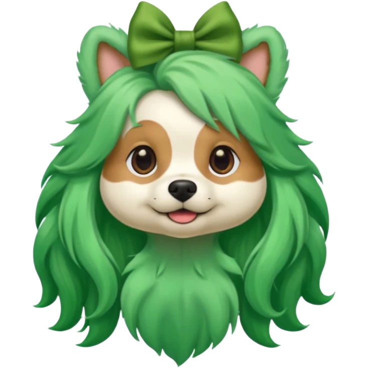 dog with long green hair and bow emoji