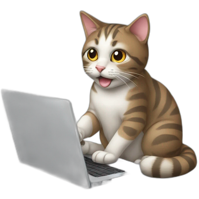 cat doing software on laptop emoji