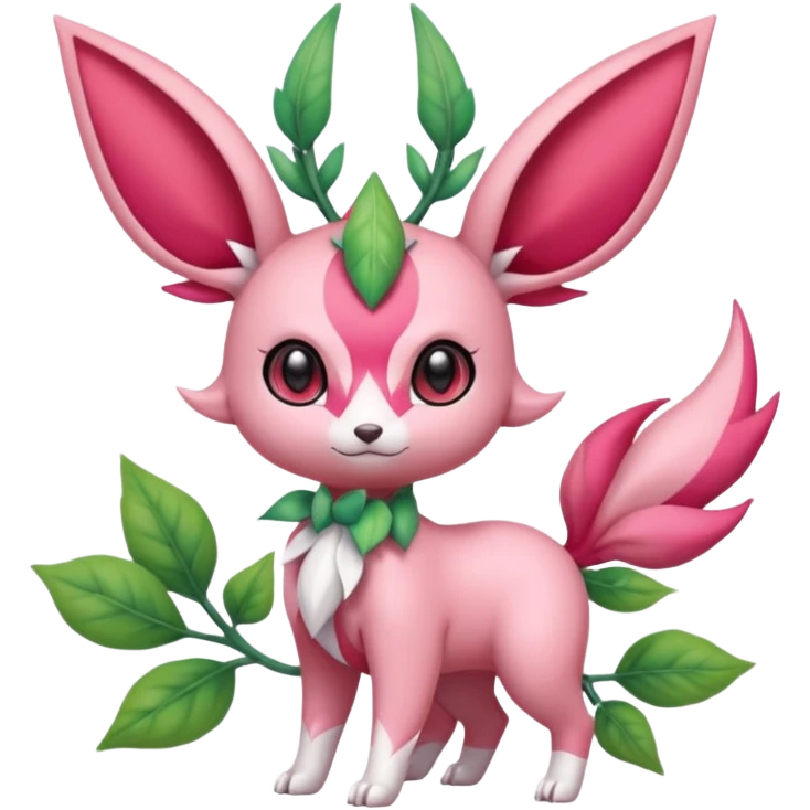 Rosy floral romantic cute kawaii Ivy-Scizor-Sylveon-Leafeon-Pokémon-Digimon-Fakémon-hybrid-fusion-creature emoji