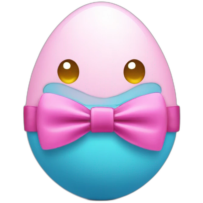 Blue egg with pink bowtie emoji