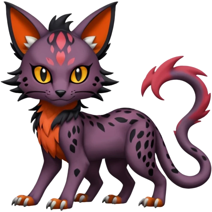 Dark dusky dull spooky realistic furry Liepard-Noivern-Litten-Sprigatito-Pokémon-fusion-creature (full body) emoji