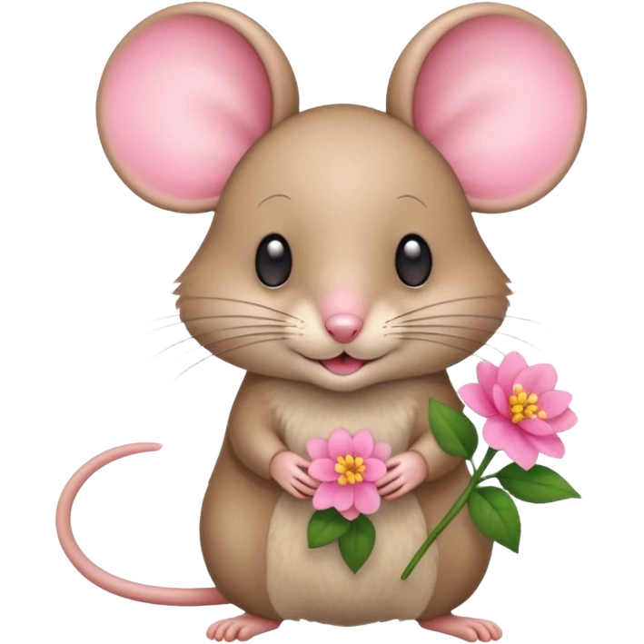 mouse holding flower emoji