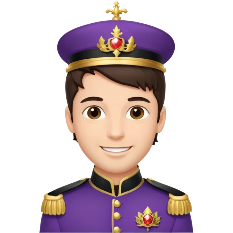 very handsome cool brunette male prince with royal uniform emoji