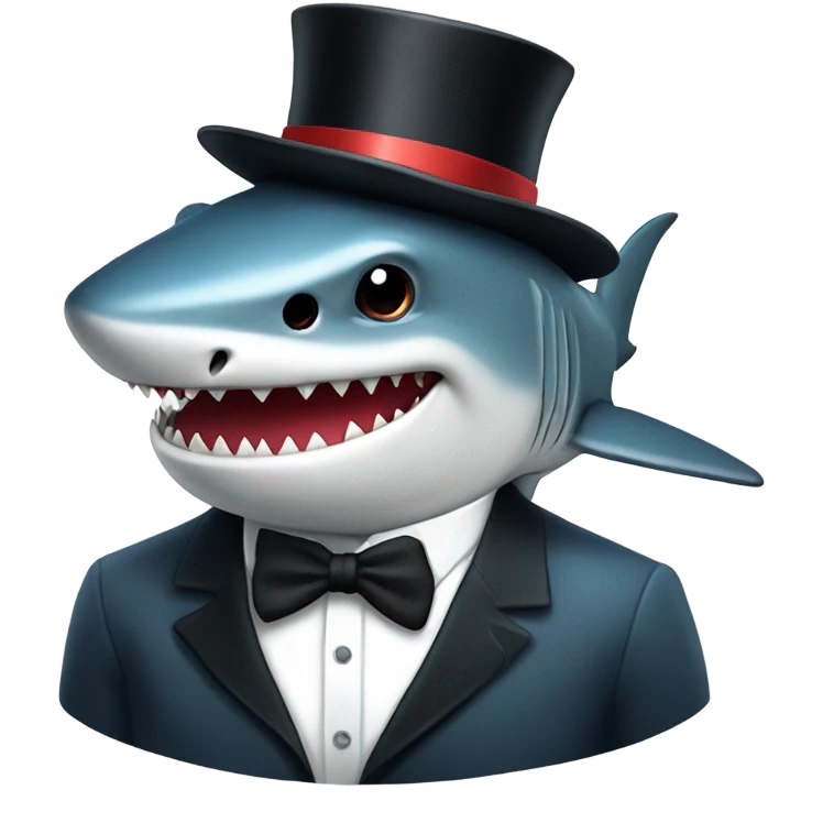 Shark with a top hat emoji