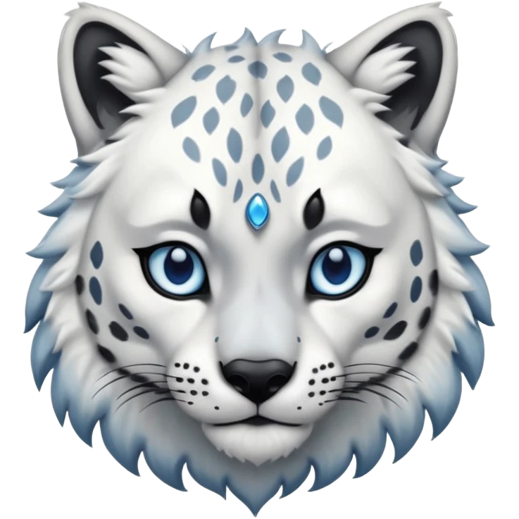 Snow-leopard-wolf-hybrid-fusion-animal-creature, full body emoji