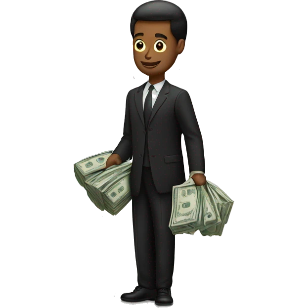 Man in black stripes carrying money emoji