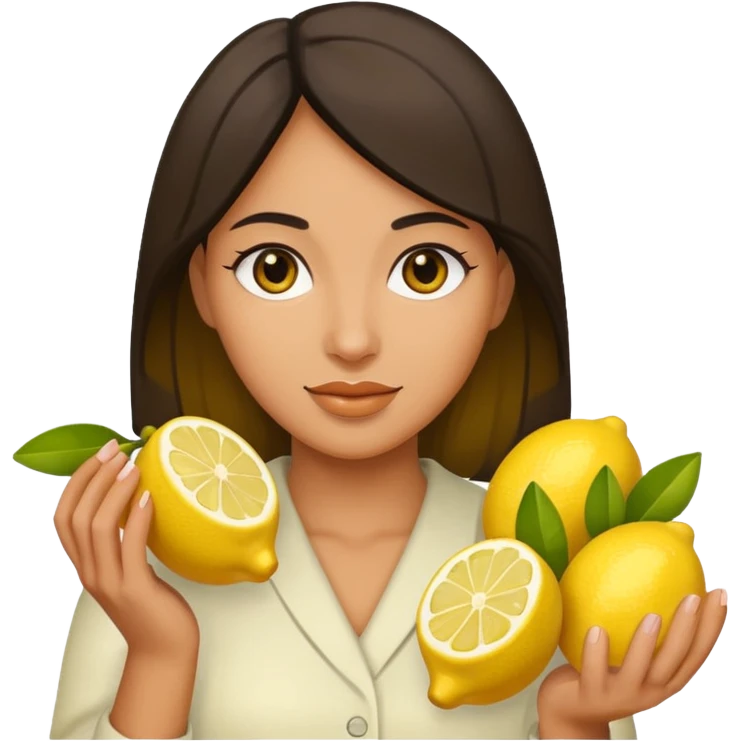 Woman holding lemons emoji