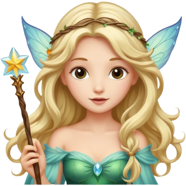 beautiful-haired fairy with a wand emoji