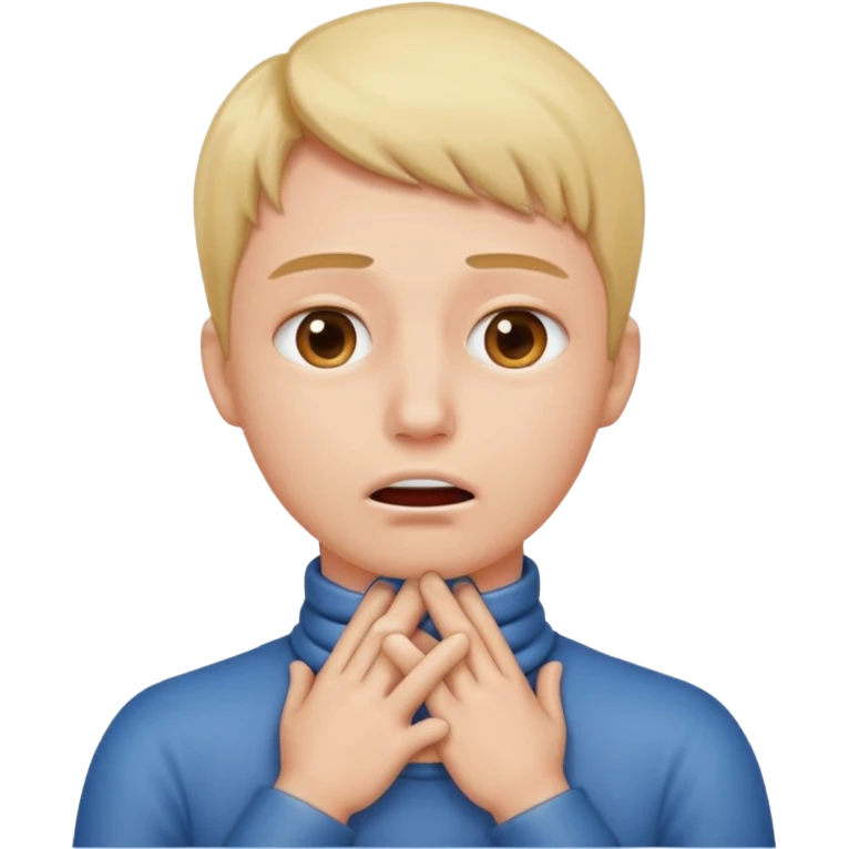 face with its hands choking its neck with the straight face  emoji