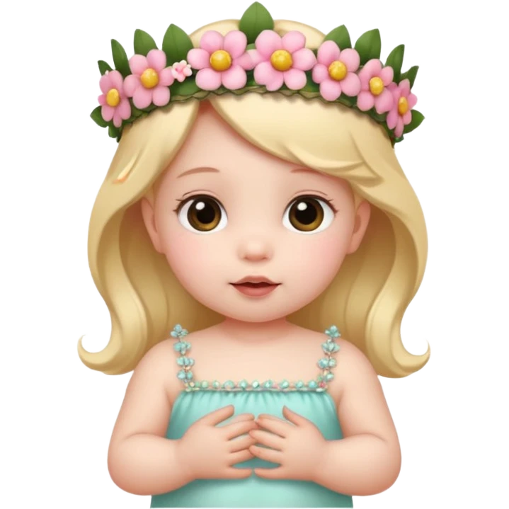 baby unique looking with flower tiara emoji