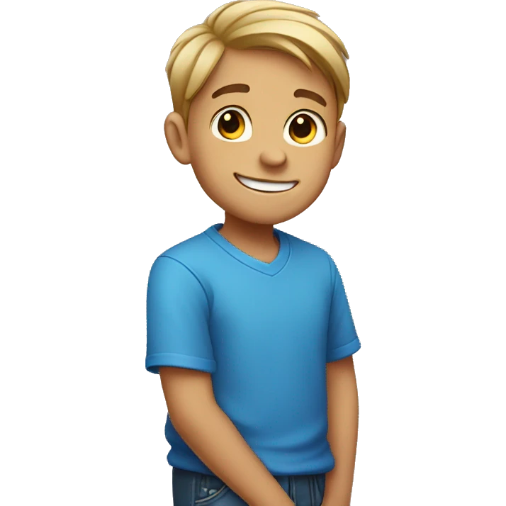 Smiling boy in blue shirt emoji