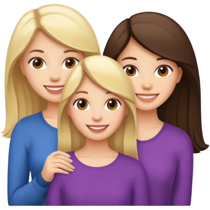 3 girlfriends white 1 blond 2 brunette  emoji