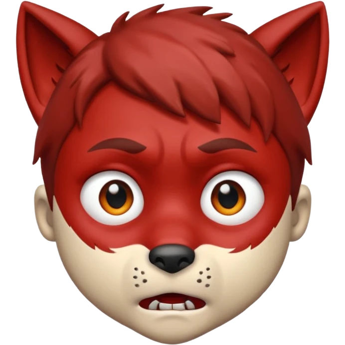 Wolf Boy Red Scared emoji