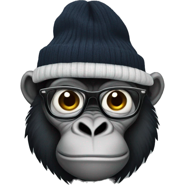 nerd gorilla with a beanie emoji