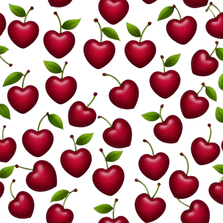 burgundy heart shaped cherries  emoji