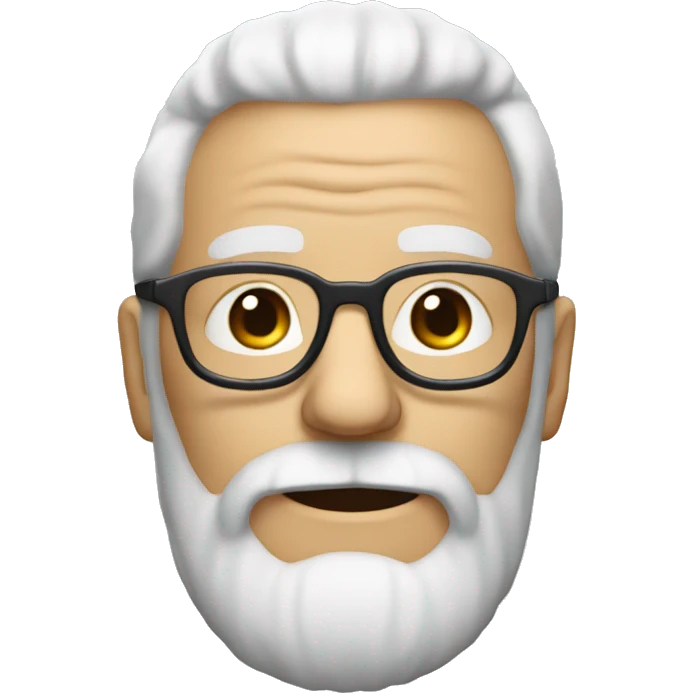 old man  with white small wavy hair and full big beard with specs emoji