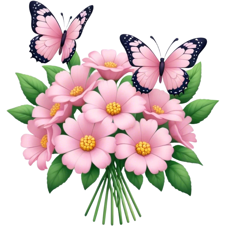 pastel pink bouquet with butterflies emoji