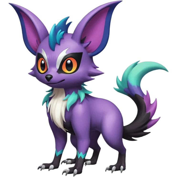 Shiny Cute Noibat-Noivern-Mightyena-Silvally-Fakémon-hybrid-creature (full body)  emoji