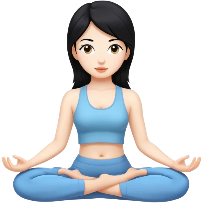Yoga girl white skin black hair emoji