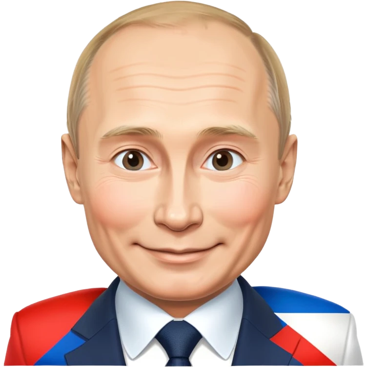 Putin smiling with Russian flag emoji