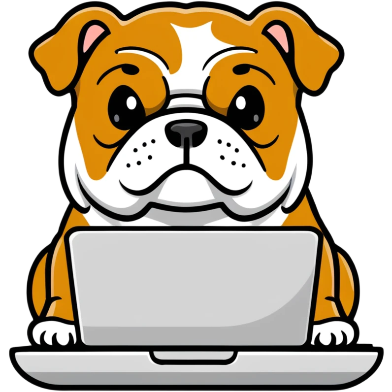 English bulldog with a laptop emoji