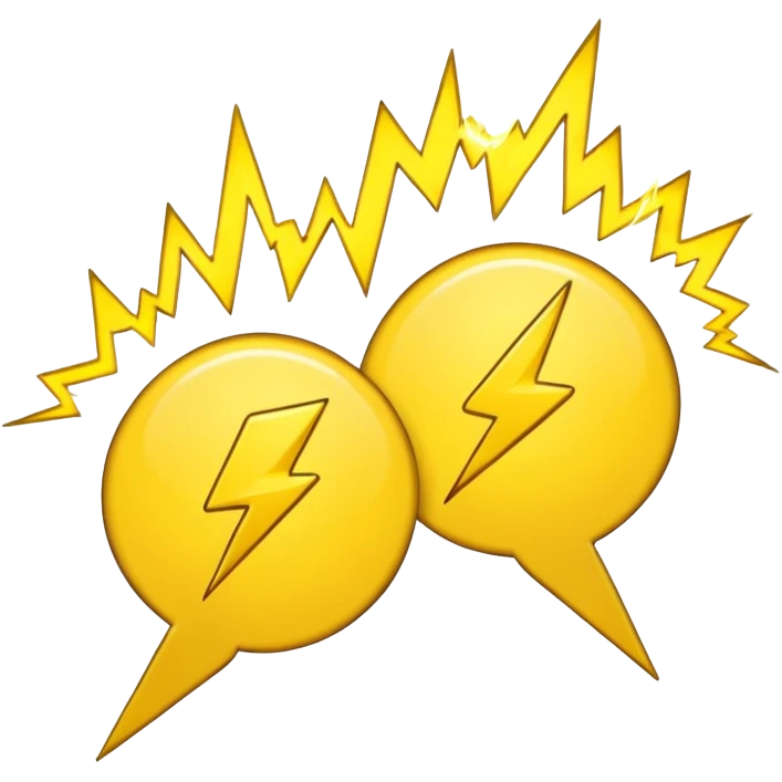 two speech bubbles with a lightning bolt between them emoji