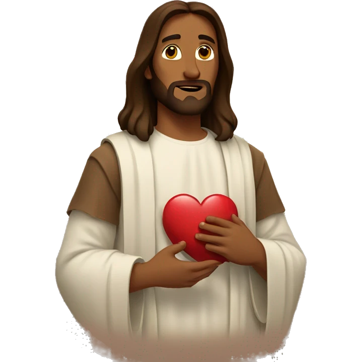 Brown Jesus holding a broken heart emoji