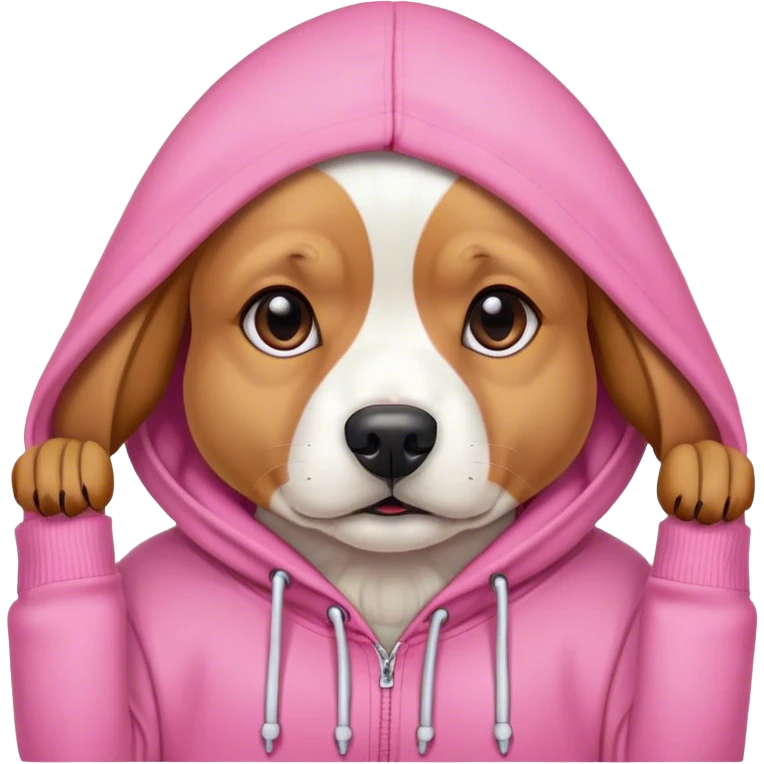 Dog wearing pink hoodie  emoji