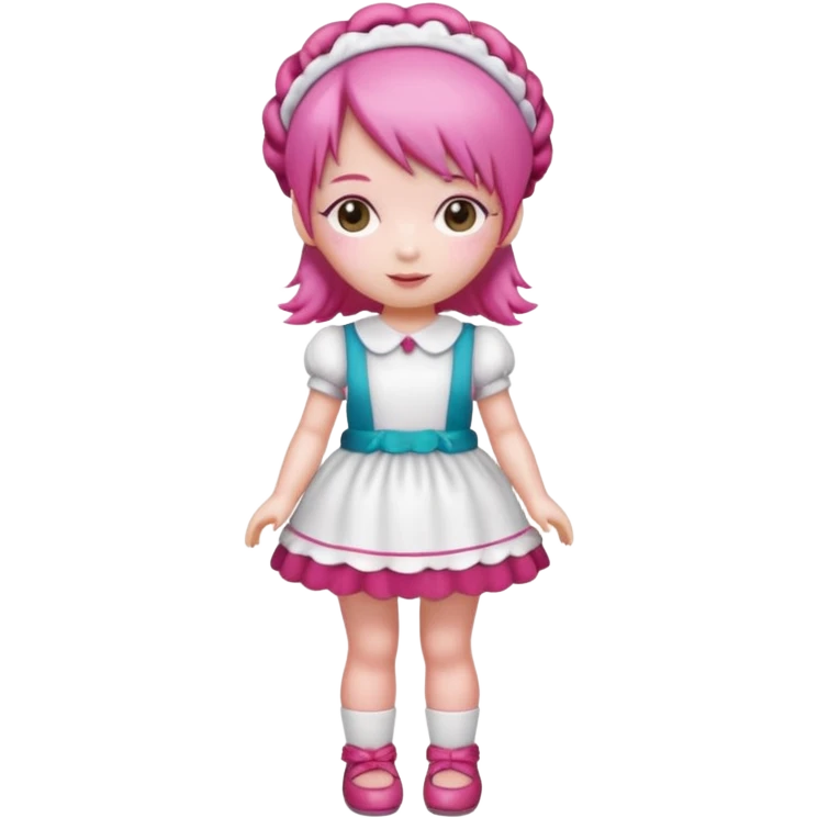 Isolated detaile illustration incredibly raspberry torte doll figurine full body with pink hair and a raspberry hairband emoji
