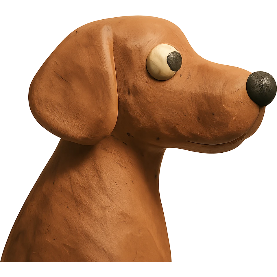 claymation style side profile of a dog emoji