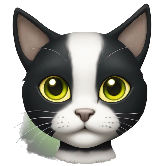 black cat with greenish yellow irises. upturned eyes full body normal shaped cat emoji