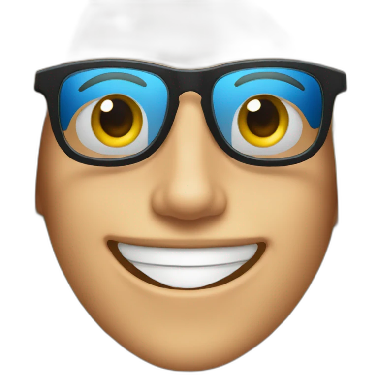 Emoji sonriendo con lentes negros y una gorra de la marca nike  emoji